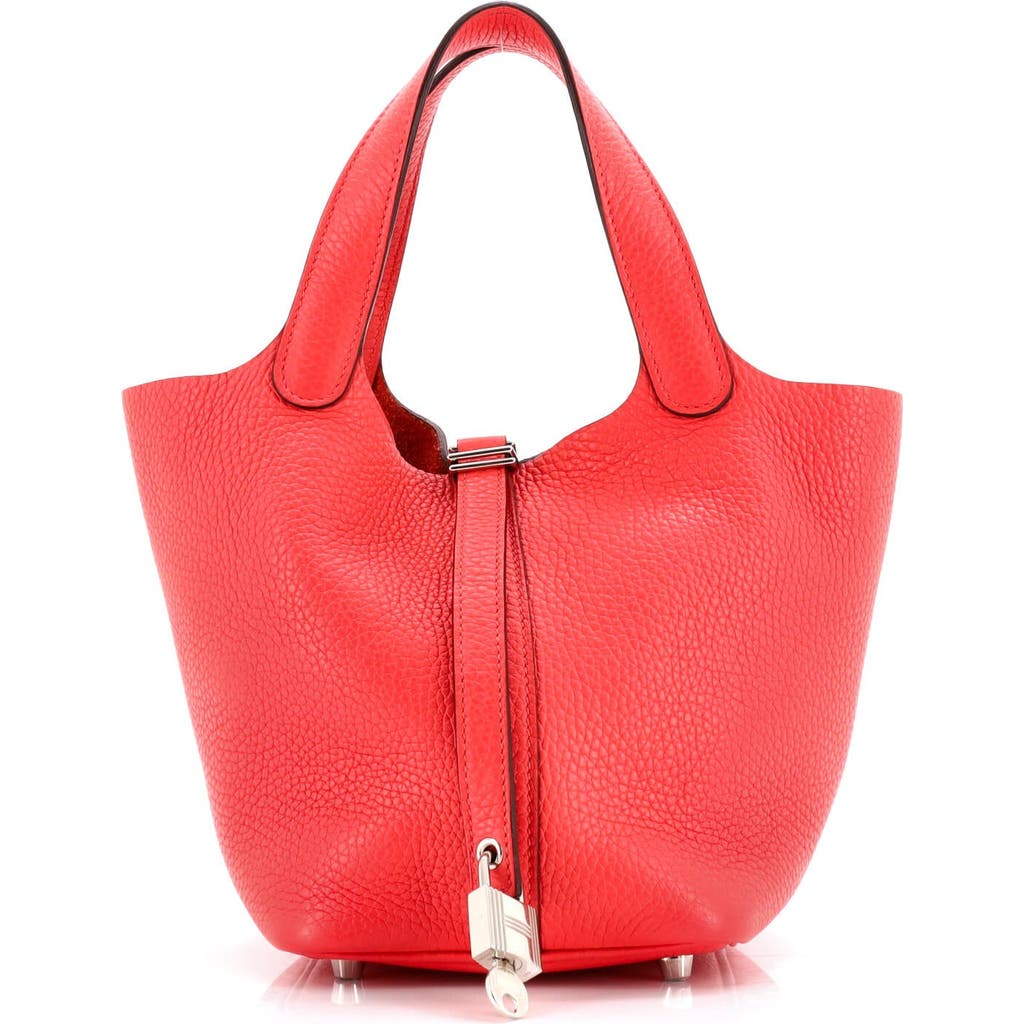 Pre-owned Hermes Hermes Picotin Lock Bag Clemence Pm In Red