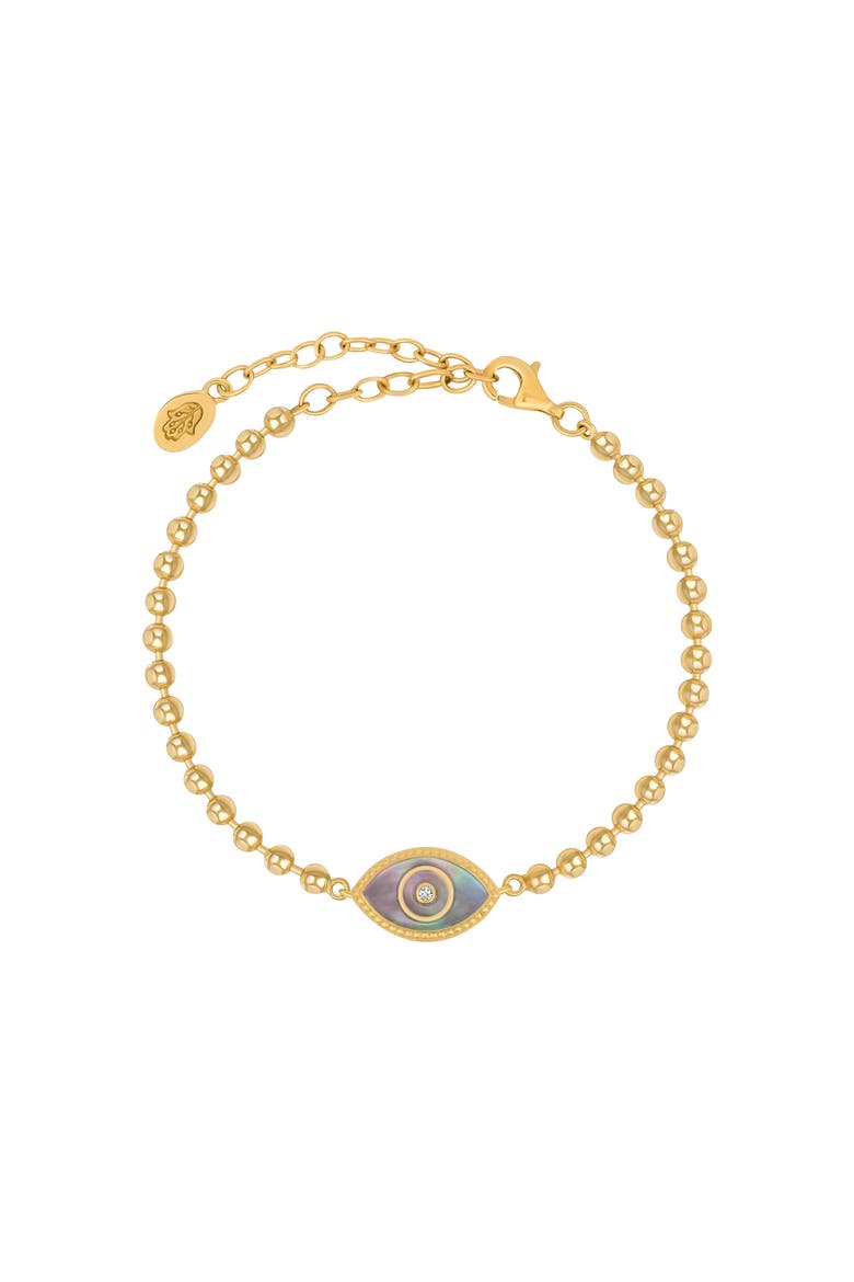 Mother of Pearl Evil Eye Charm Women's Gold Plated Bracelet - Lucky Charisma, Main, color, Gold