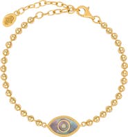Karma and Luck Mother of Pearl Evil Eye Charm Women's Gold Plated Bracelet - Lucky Charisma