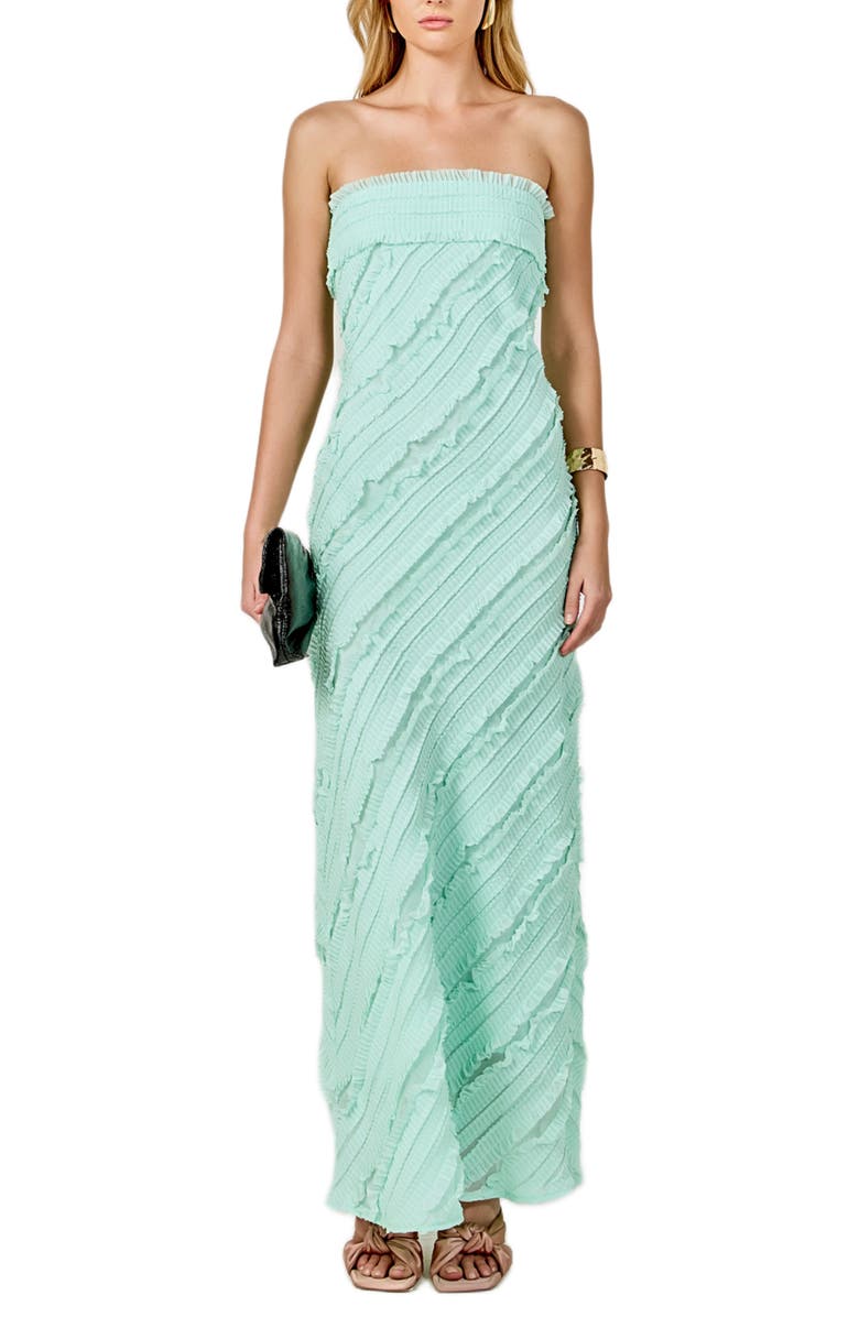 Endless Rose Ruffle Strapless Maxi Dress, Alternate, color, Mint