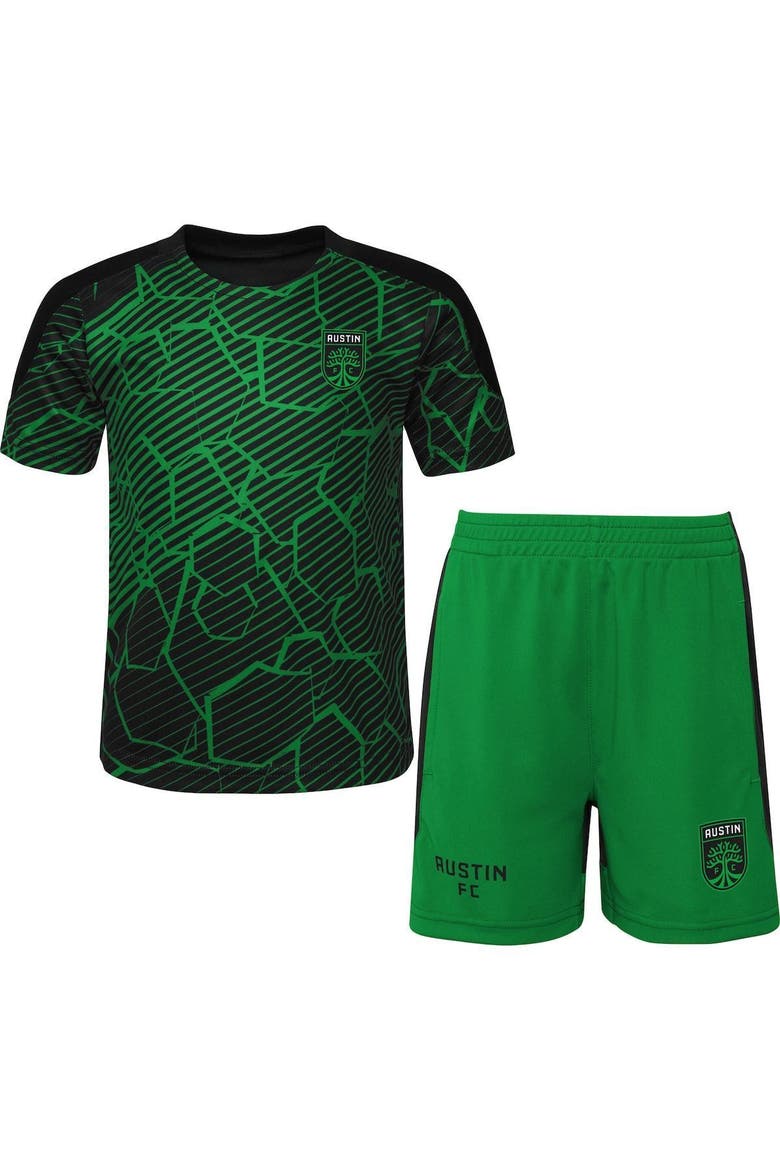 Toddler Green/Black Austin FC Punch T-Shirt and Shorts Set, Main, color, Green