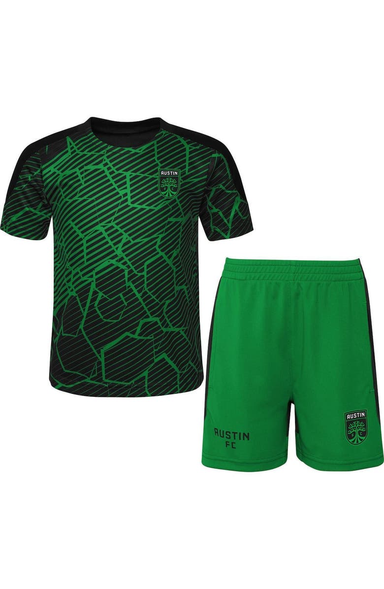 Outerstuff Toddler Green/Black Austin FC Punch T-Shirt and Shorts Set, Main, color, 
