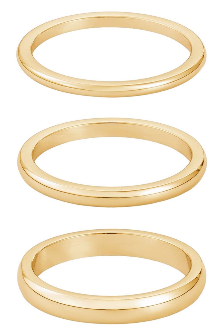 Set of 3 Stackable Band Rings, Main, color, GOLD