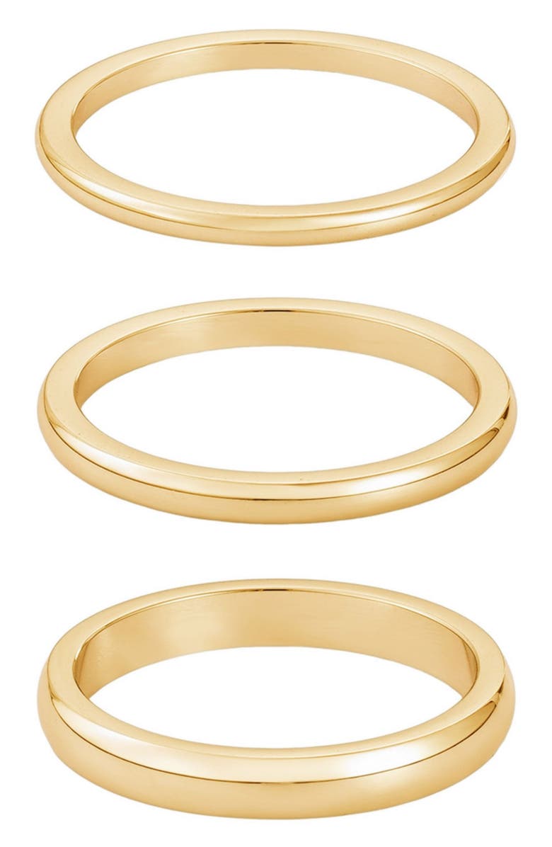 Adornia Set of 3 Stackable Band Rings, Main, color, Gold