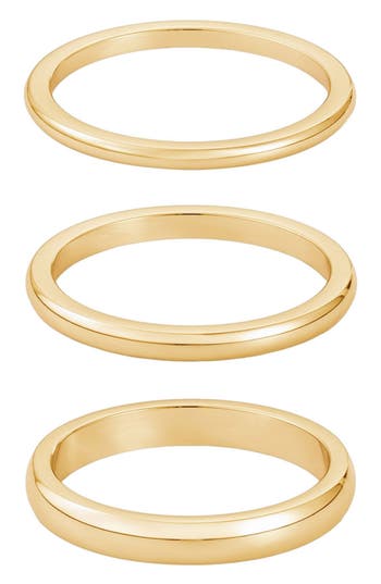 Adornia Tarnish Resistant 18k Gold Plated Stacking Band Set In Gold