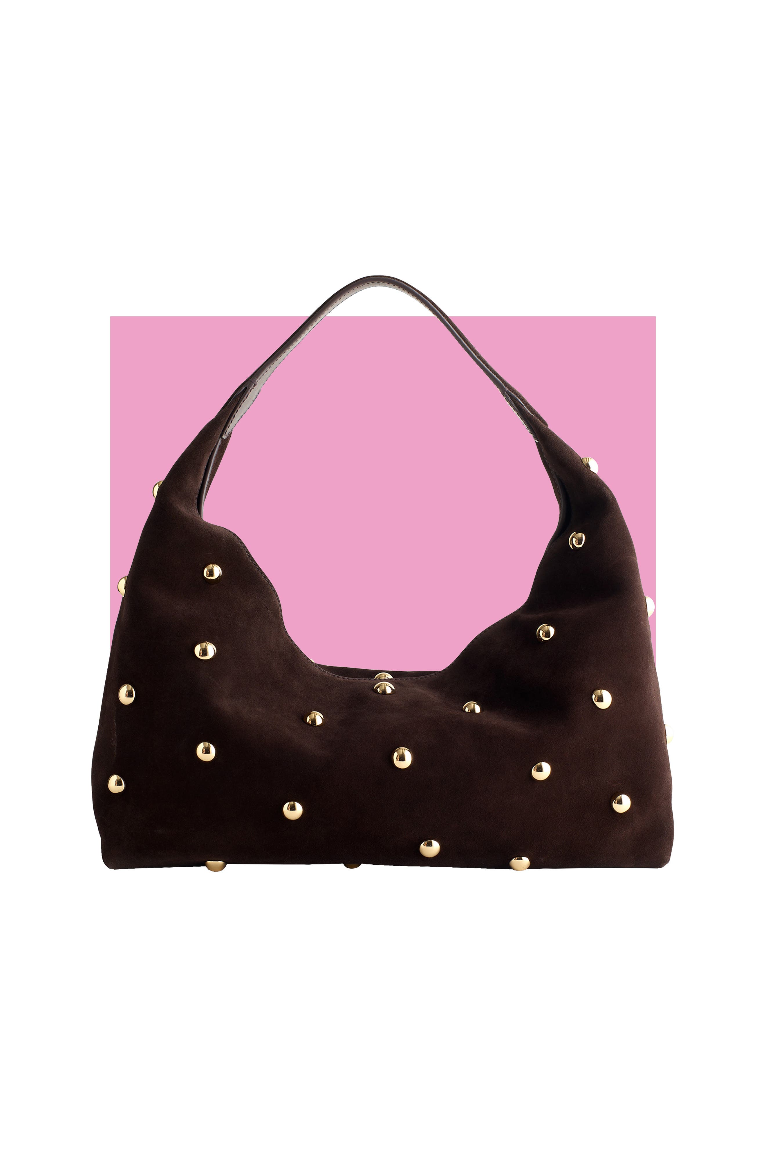 The Mylie Studded Suede Shoulder Bag, Main, color, DARK CAROB
