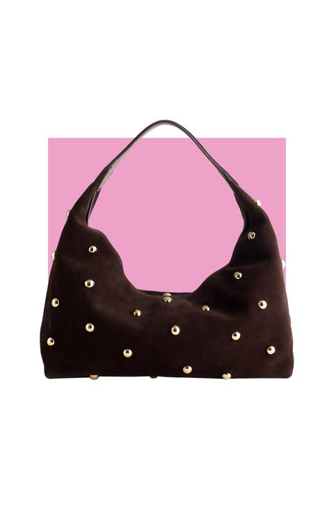 The Mylie Studded Suede Shoulder Bag