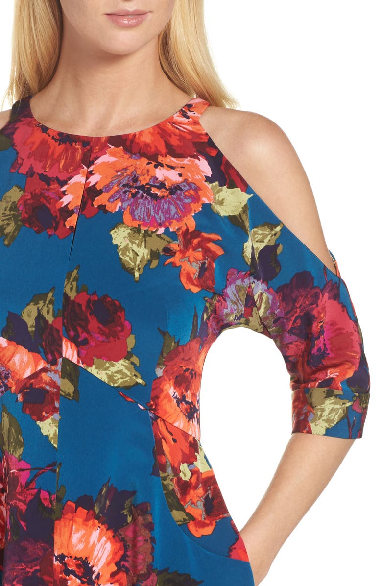 Maggy London Cold Shoulder Fit & Flare Dress, Alternate, color, 