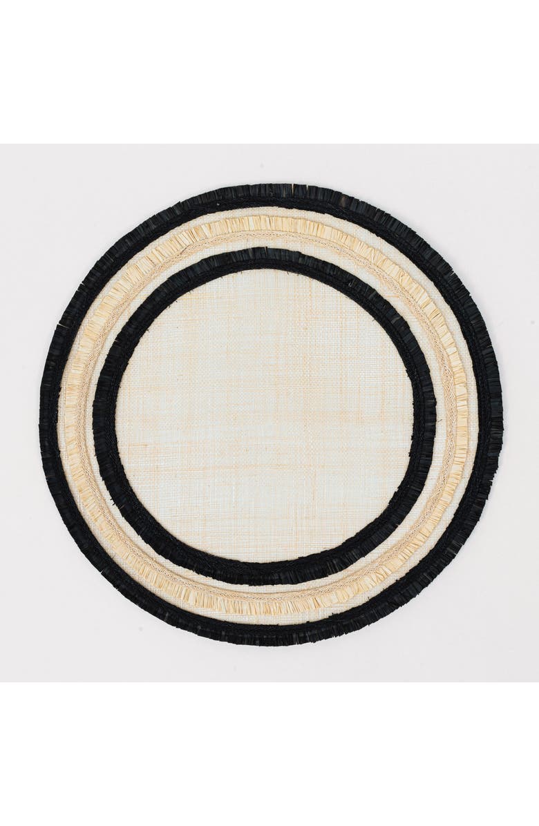 Joanna Buchanan Ruffle edge straw placemat, set of four, Main, color, Black