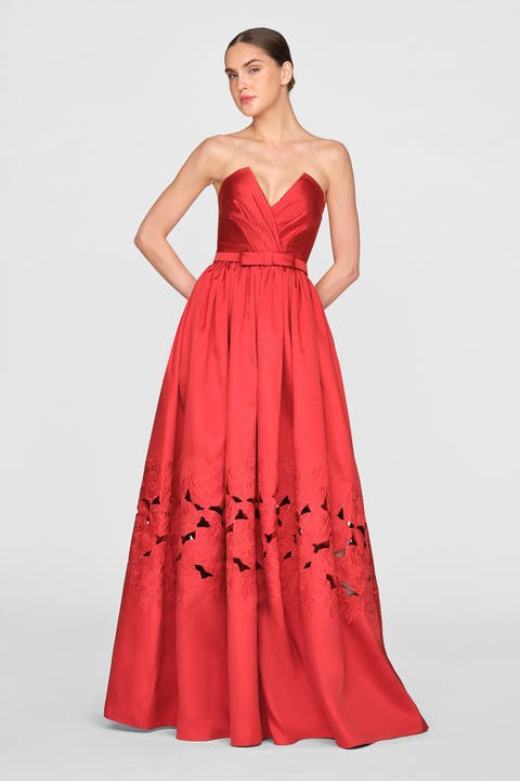 Lena Embroidered Mikado Gown