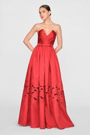 Theia Lena Embroidered Mikado Gown