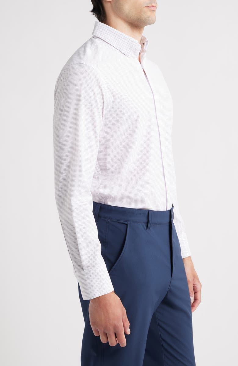Mizzen+Main Leeward Trim Fit Micropattern Button-Up Shirt, Alternate, color, White Dual Dots