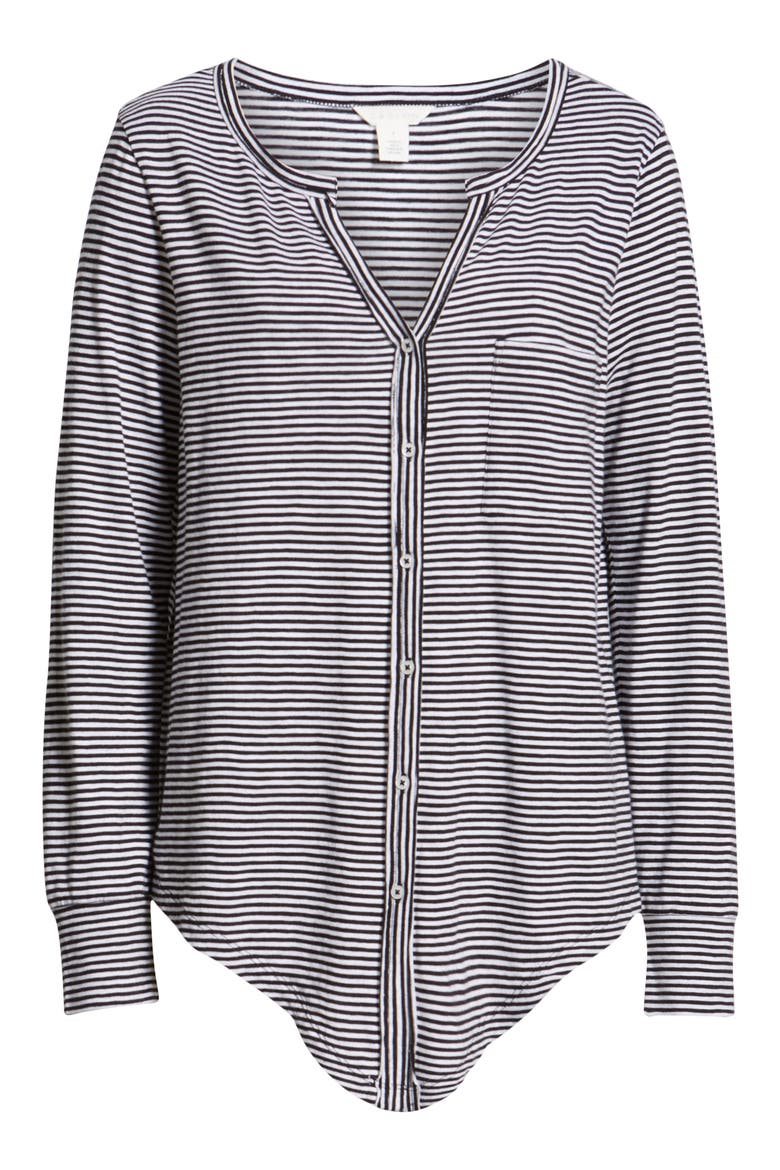 Tie Front Top, Alternate, color, BLACK- WHITE EVEN STRIPE