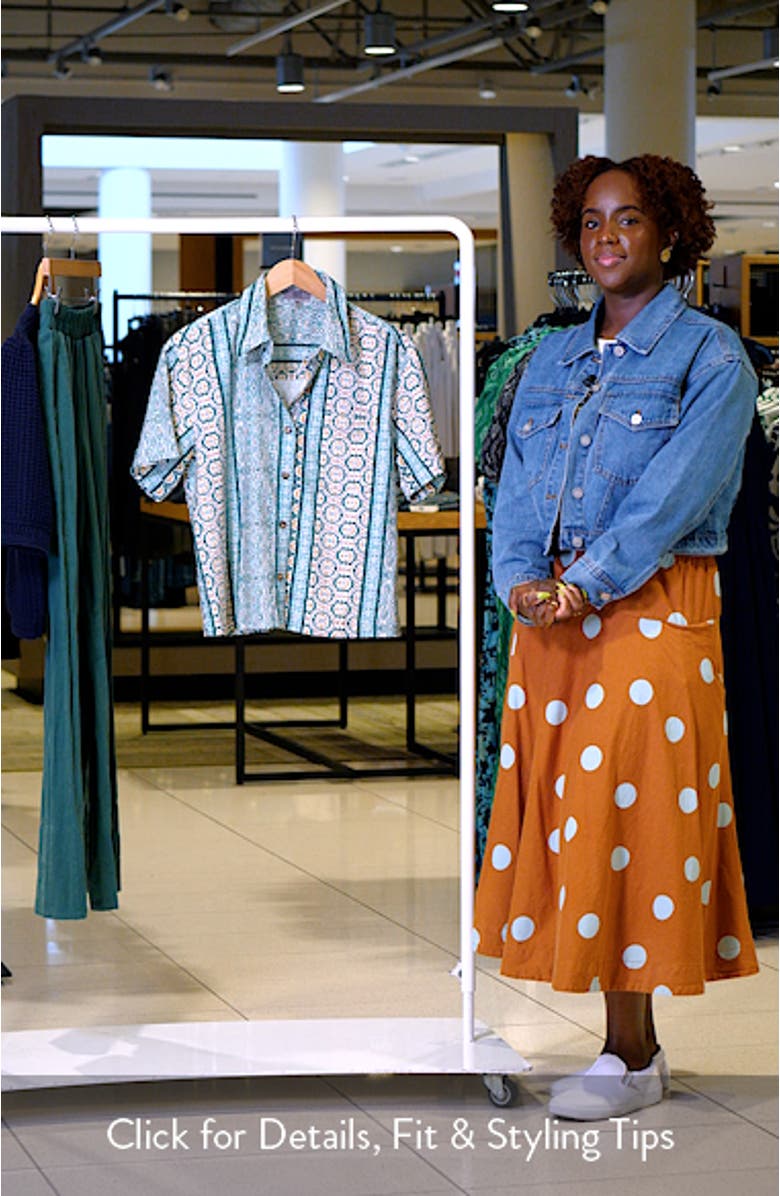 Aida Stretch Cotton Blend Short Sleeve Button-Up Top, sales video thumbnail