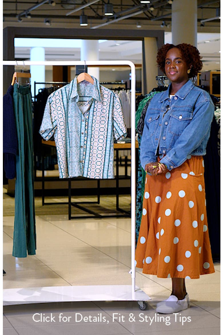 Aida Stretch Cotton Blend Short Sleeve Button-Up Top video