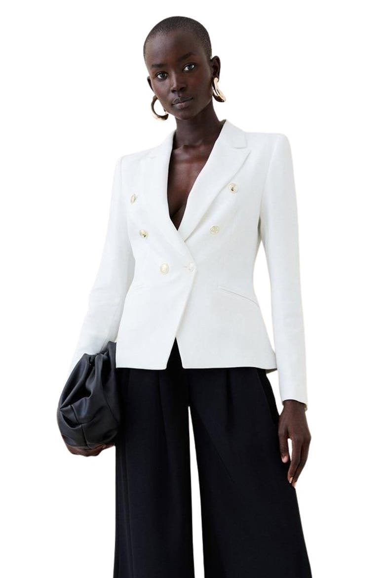 Tailored Button Military Blazer, Main, color, Ivory