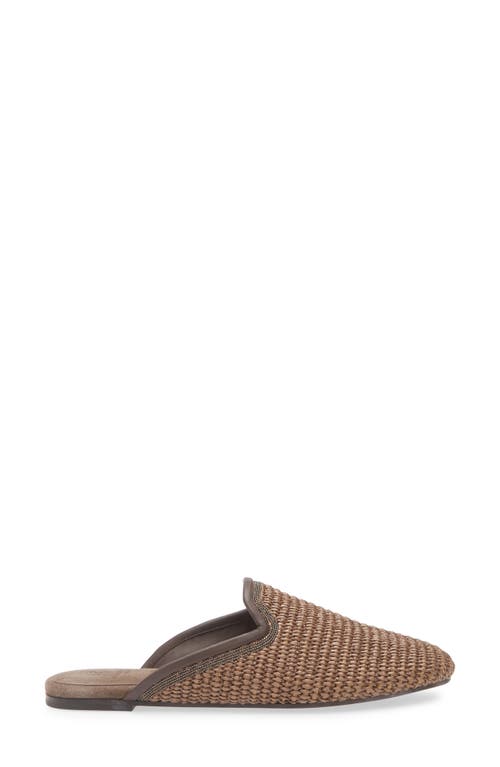Brunello Cucinelli Raffia Monili Loafer Mules In C193 Dark Beige