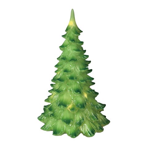 Large Resin LED Green Christmas Tree Tabletop Sculpture