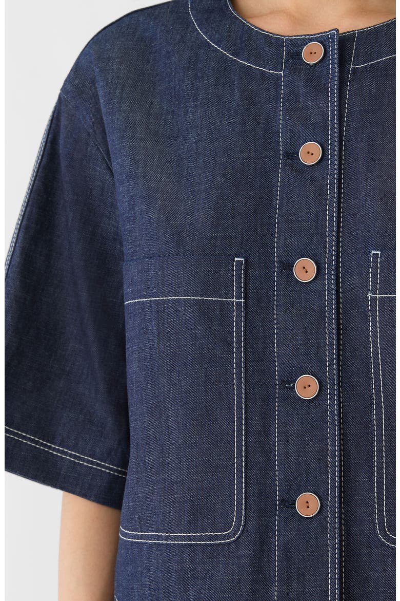 Patch Pocket Chambray Crop Jacket, Alternate, color, SHIPYARD INDIGO
