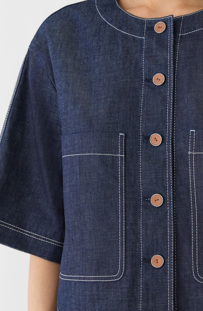 Lafayette 148 New York Patch Pocket Chambray Crop Jacket, Alternate, color, Shipyard Indigo