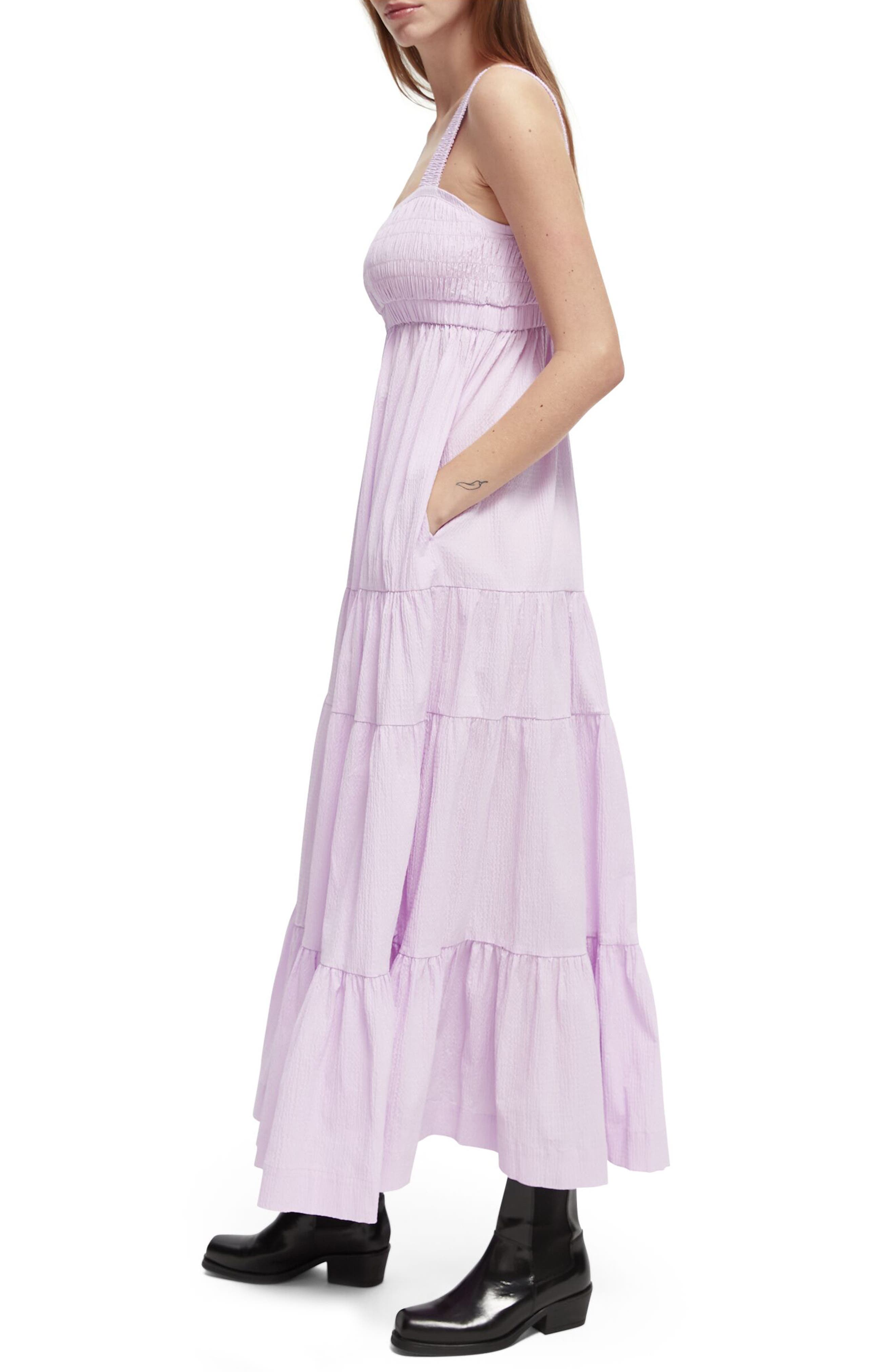 Scotch & Soda Tiered Stretch Seersucker Sundress (Women) | Nordstromrack