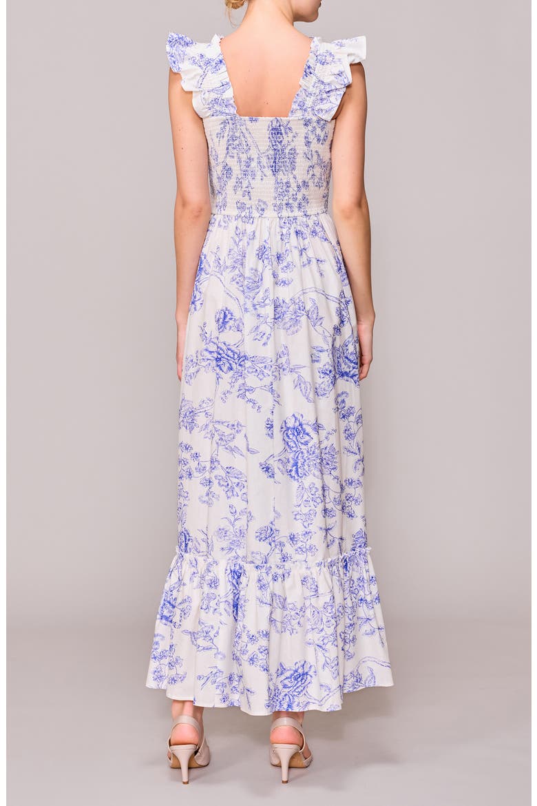 Floral Print Maxi Dress, Alternate, color, IVORY/ BLUE