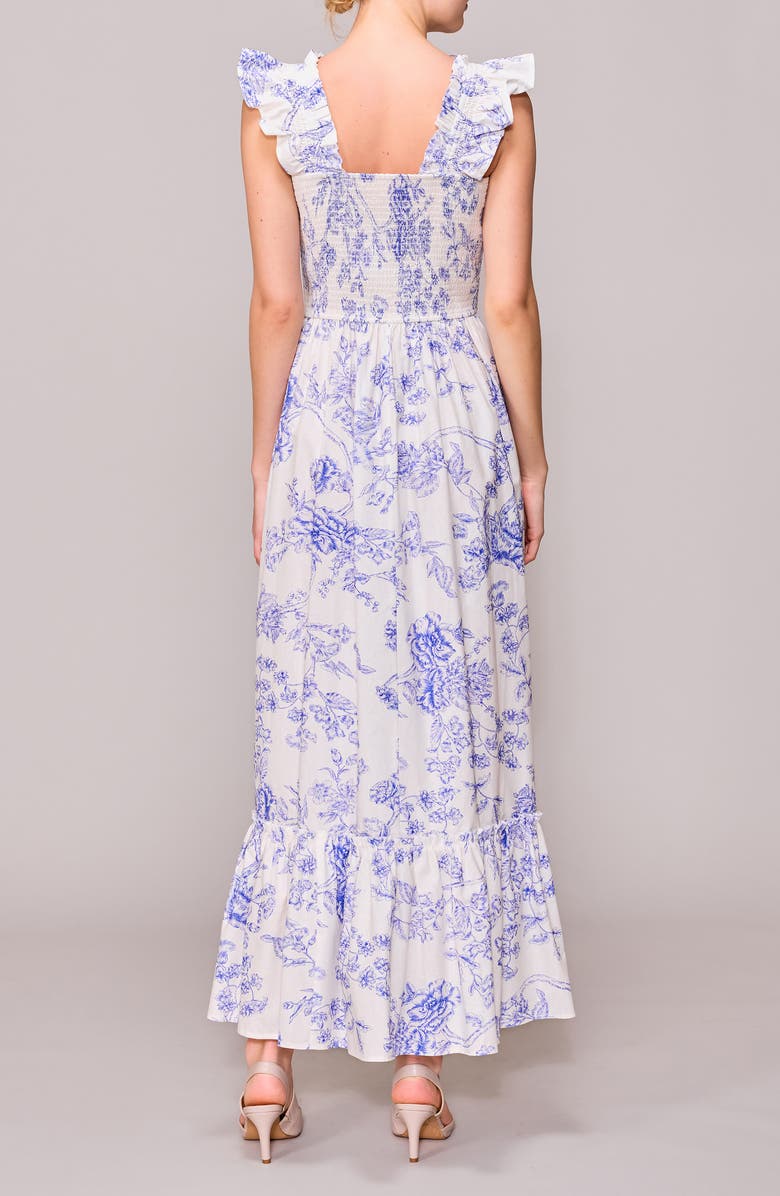 MELLODAY Floral Print Maxi Dress, Alternate, color, Ivory/ Blue