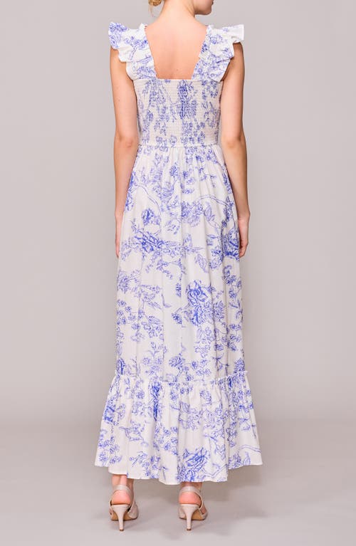 Melloday Floral Print Maxi Dress In Blue