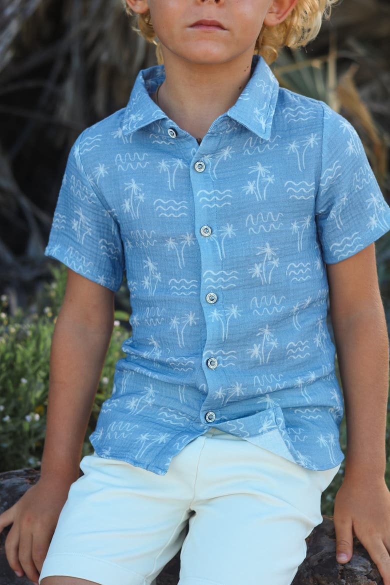 Jerry Cotton Short Sleeve Buttondown, Alternate, color, Denim Blue