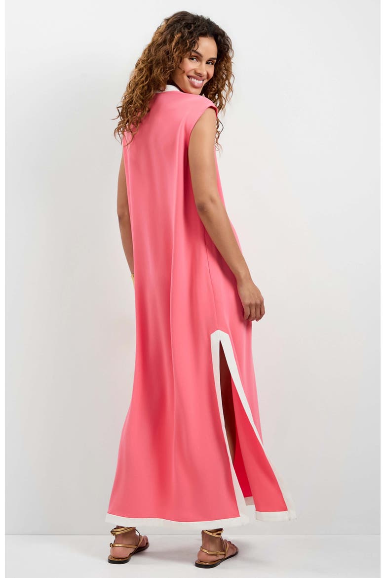 Nuvola Zip-Front Midi Dress, Alternate, color, Corso Coral