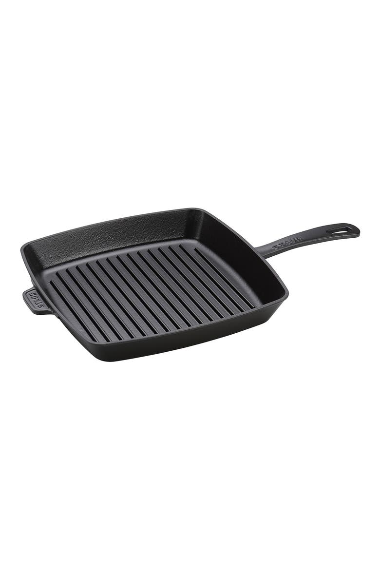12-Inch Enameled Cast Iron Square Grill Pan, Main, color, MATTE BLACK