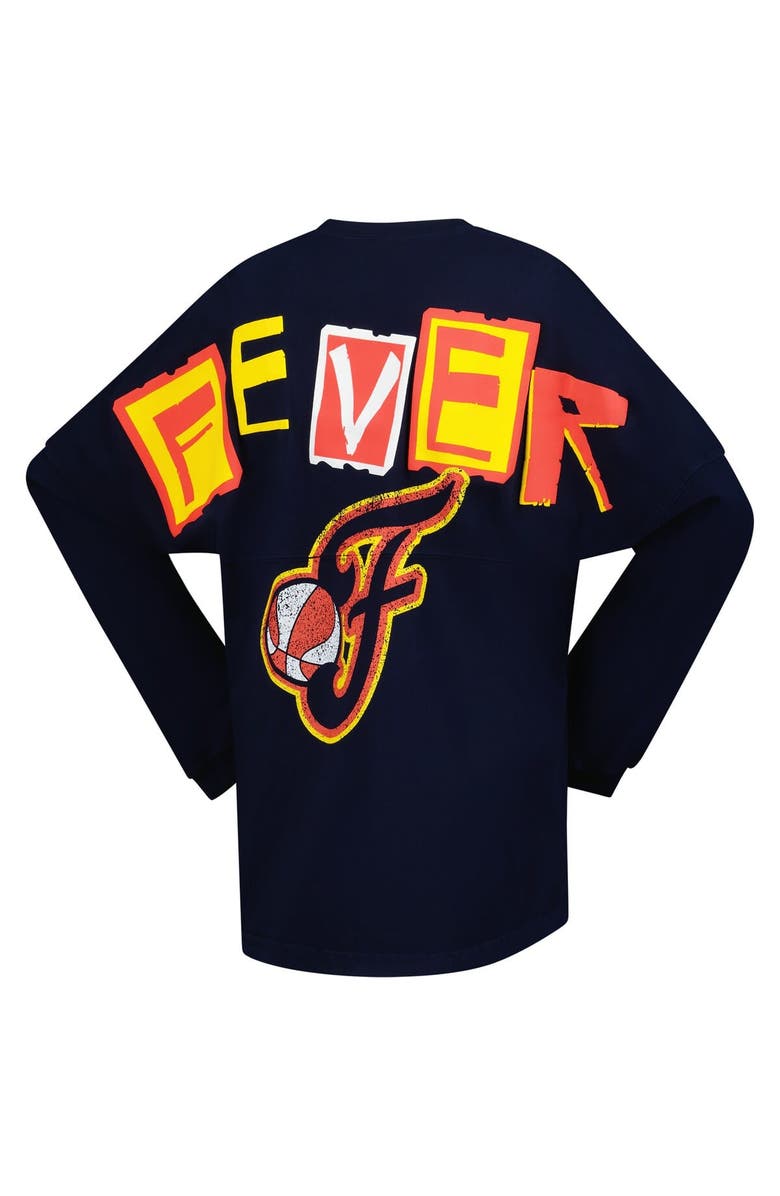 SPIRIT JERSEY Women's Spirit Jersey Navy Indiana Fever Patches Oversized Long Sleeve T-Shirt, Alternate, color, Navy