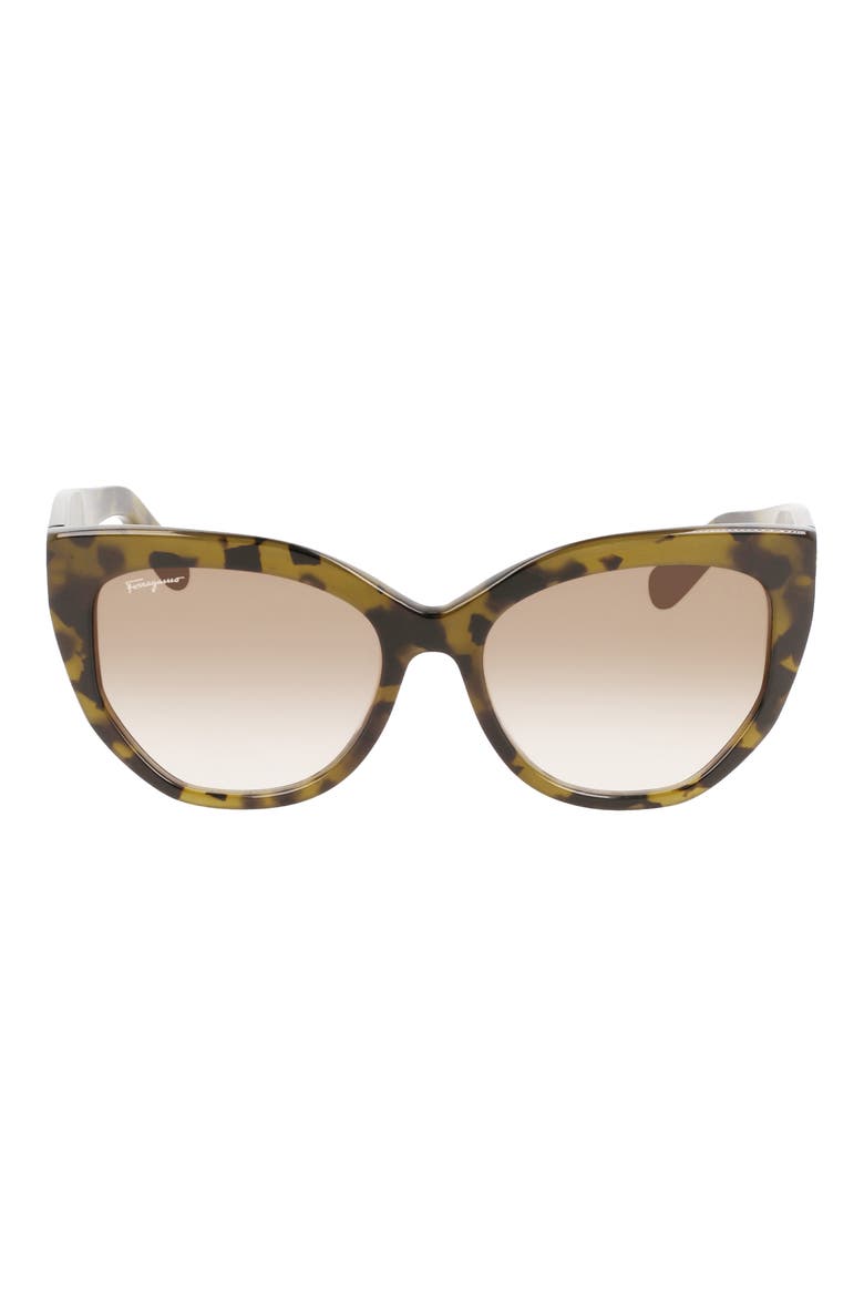 56mm Gradient Cat Eye Sunglasses, Main, color, TORTOISE GREEN