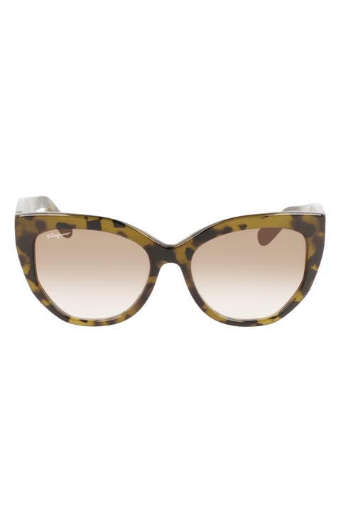 SALVATORE FERRAGAMO キャットアイフレムサンクラス SF196SR 703 Amazon.com: Salvatore Ferragamo Grey Gradient Cat Eye Ladies