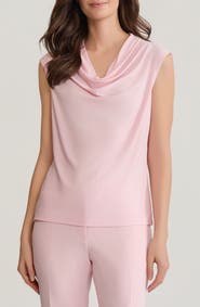 KASPER Cowl Neck Cap Sleeve Knit Top