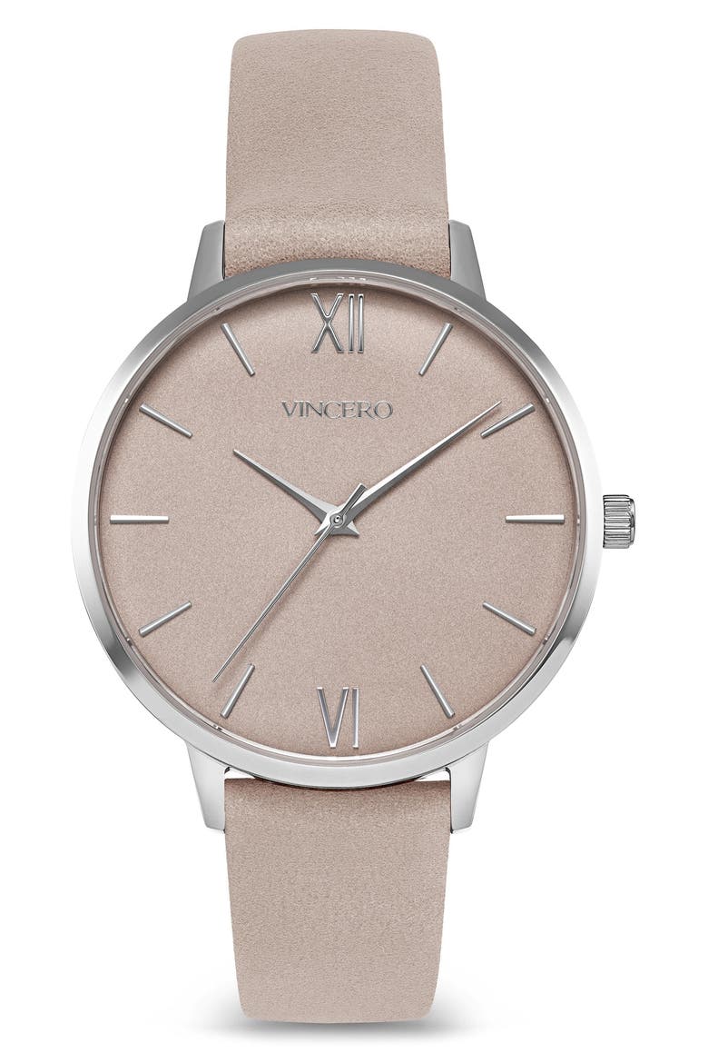Eros Leather Strap Watch, 33mm, Main, color, TAUPE / SILVER