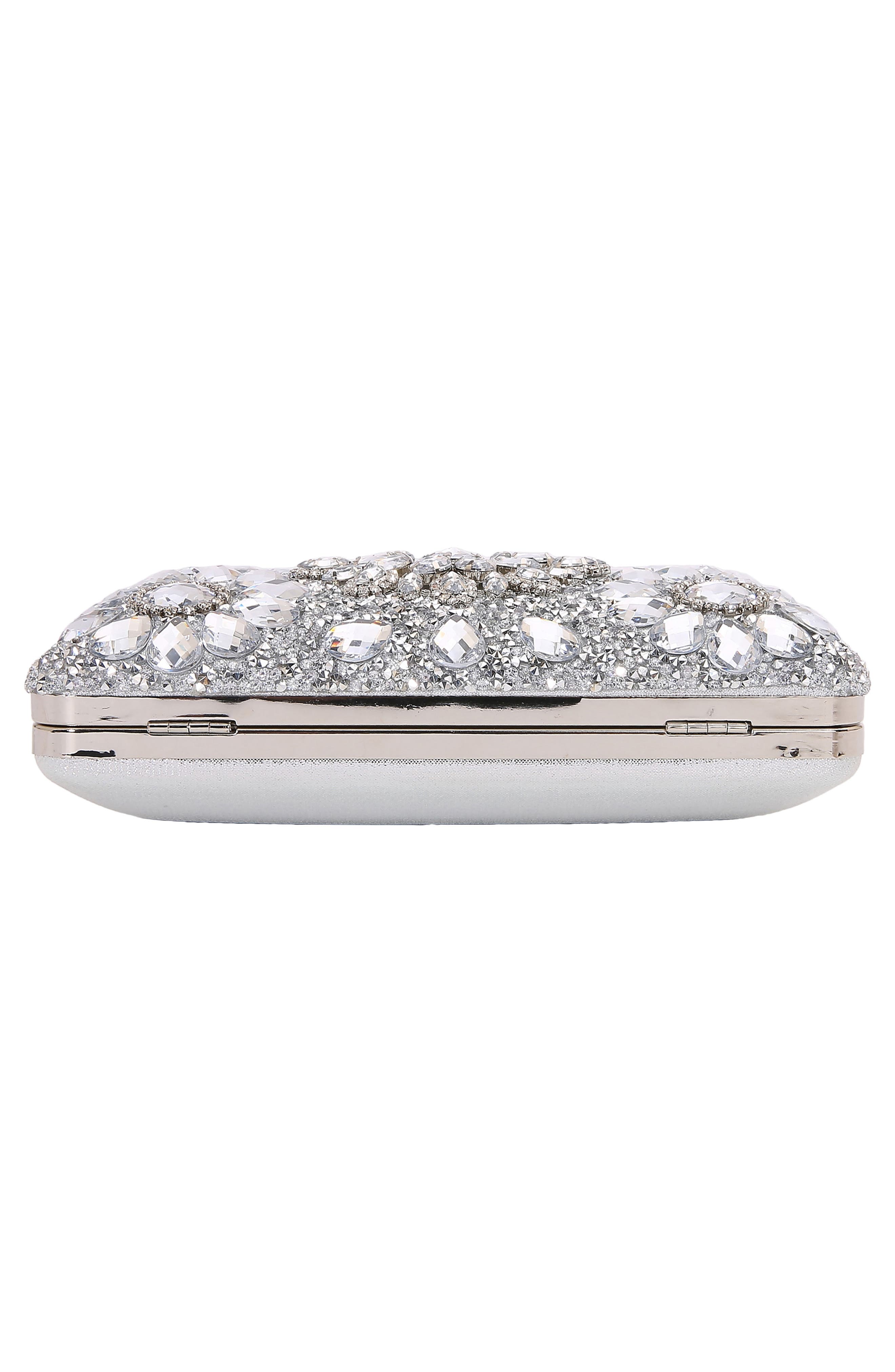 Jewel Rhinestone Clutch, Alternate, color, SILVER