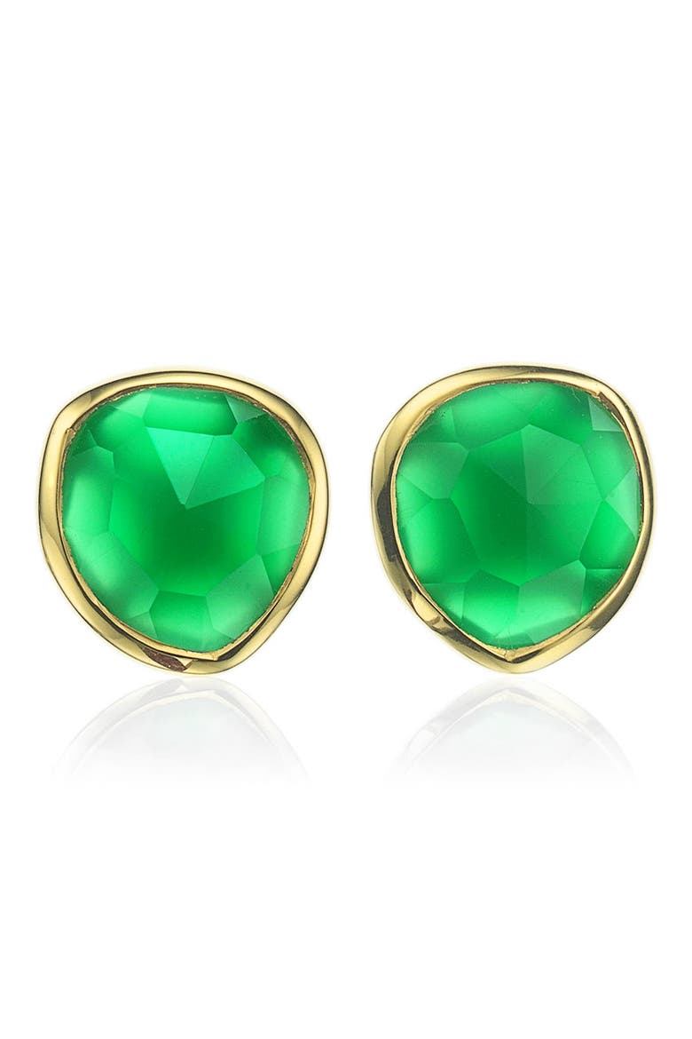 Siren Stud Earrings, Main, color, GOLD/ GREEN ONYX
