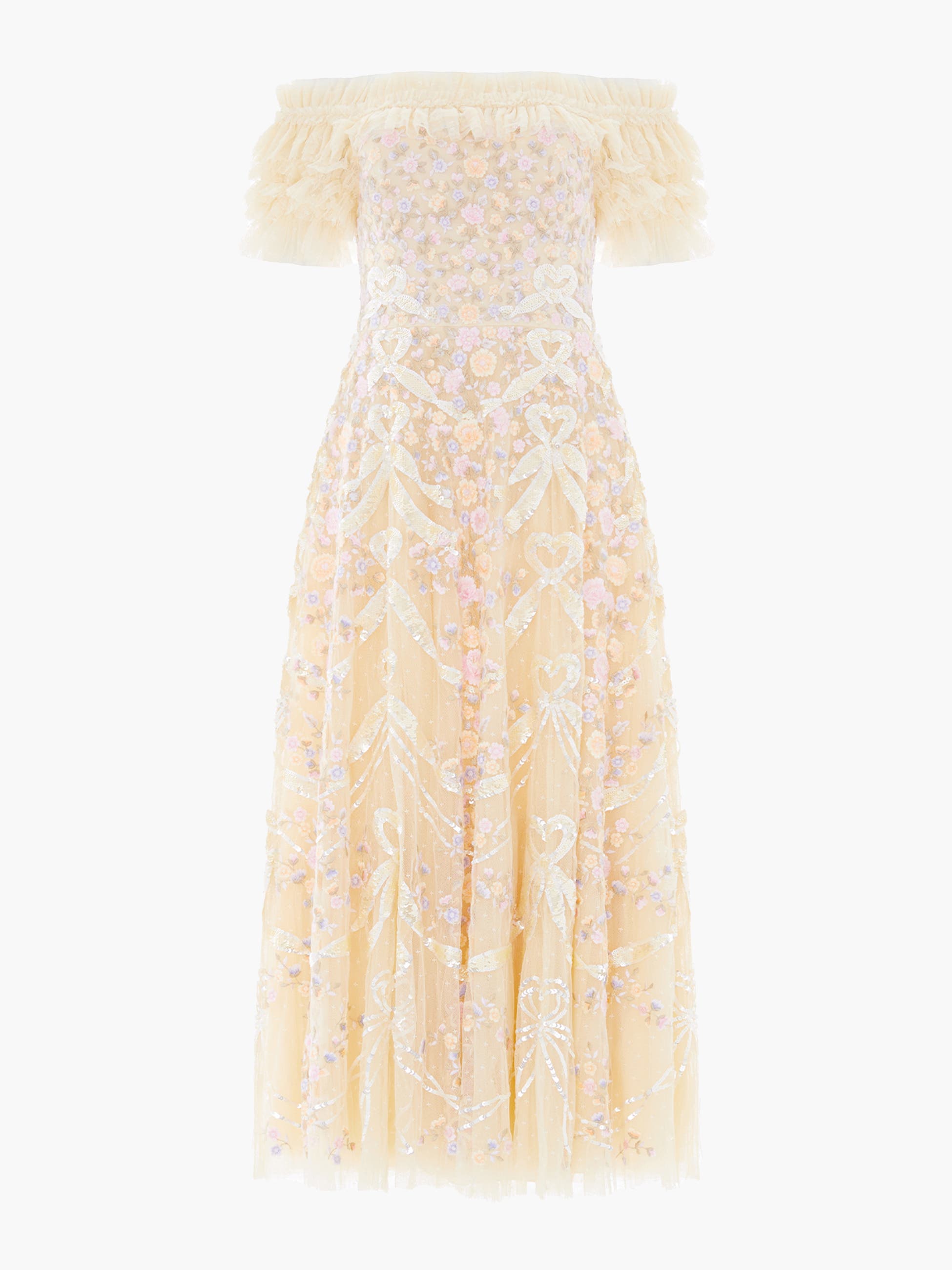 Ribbon Heart Off-shoulder Ankle Gown - image 4