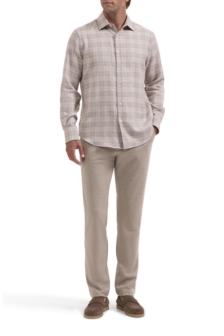 Axel Plaid Cotton & Wool Button Up Shirt, Alternate, color, COBBLESTONE