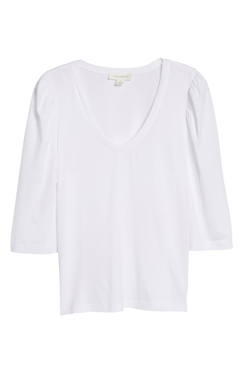 Treasure & Bond U-Neck Puff Sleeve Organic Cotton Blend Top, Alternate, color,