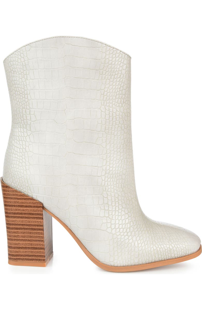 Journee Collection Brekkin Croc Embossed Western Bootie, Alternate, color, Grey