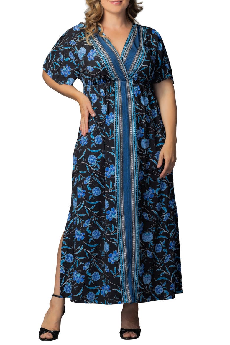Wanderlust Floral Maxi Dress, Main, color, BLUE BORDER PRINT
