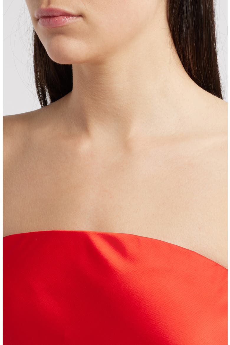 Madelyn Strapless Bias Cut Satin Dress, Alternate, color, RED