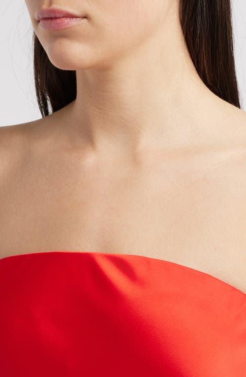 Wayf Madelyn Strapless Bias Cut Satin Dress In Red