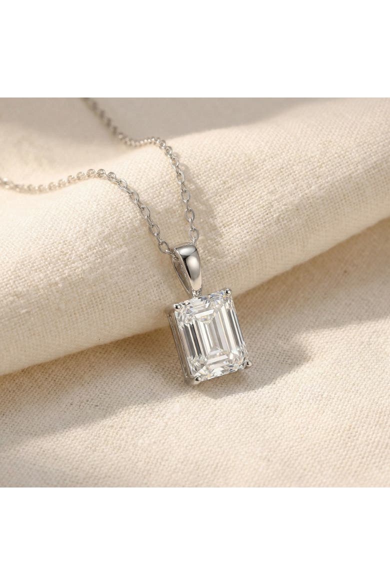 2 Ct Emerald Diamond Solitaire Pendant 14k Gold Lab Grown, Alternate, color, 14k White Gold