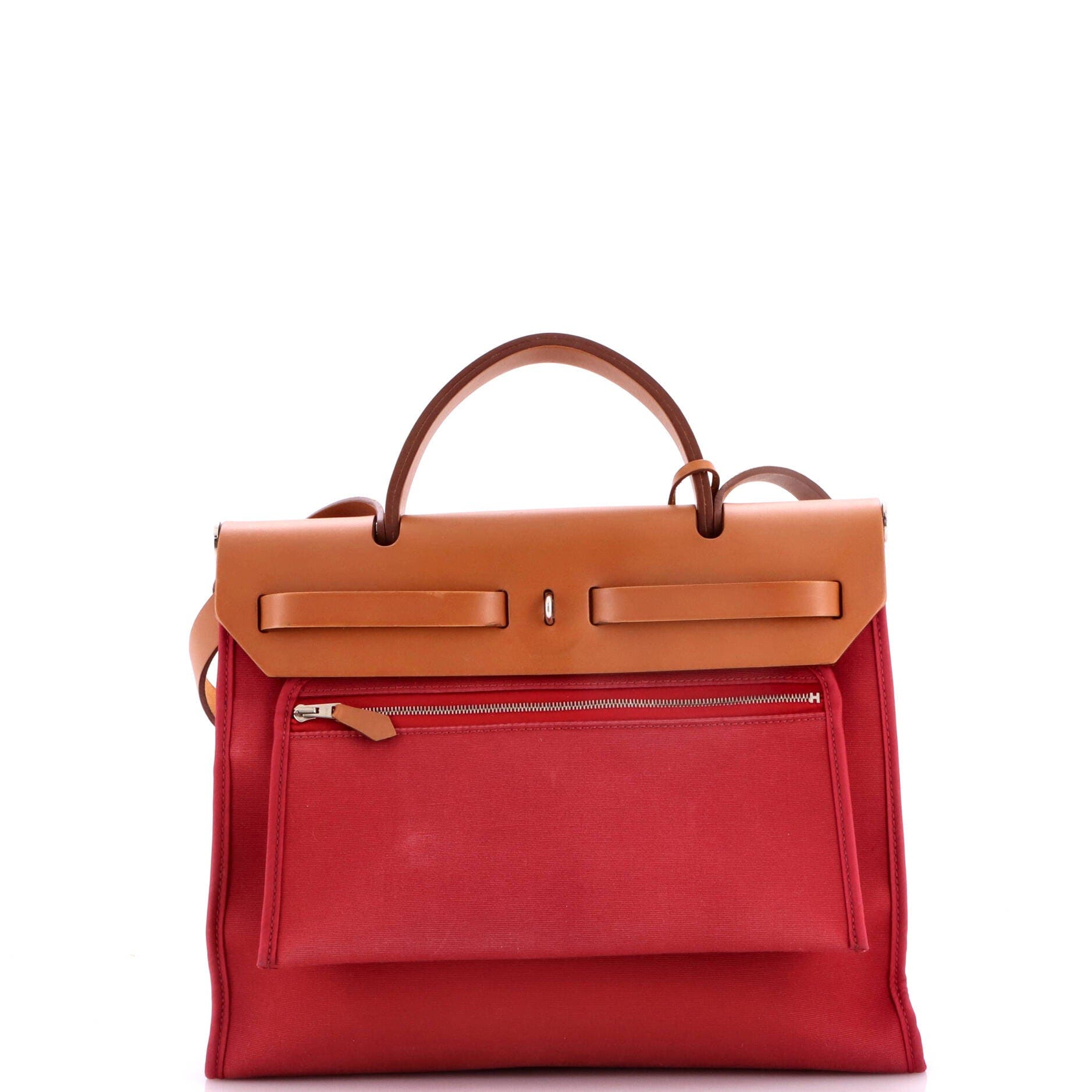 Herbag Zip Leather and Toile 31, Alternate, color, Red