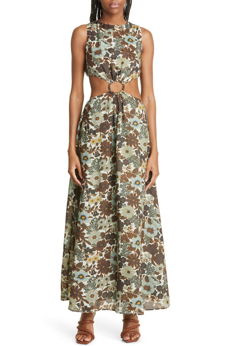 Constantine Cutout Maxi Dress, Main, color, CONSTANTINE PRINT