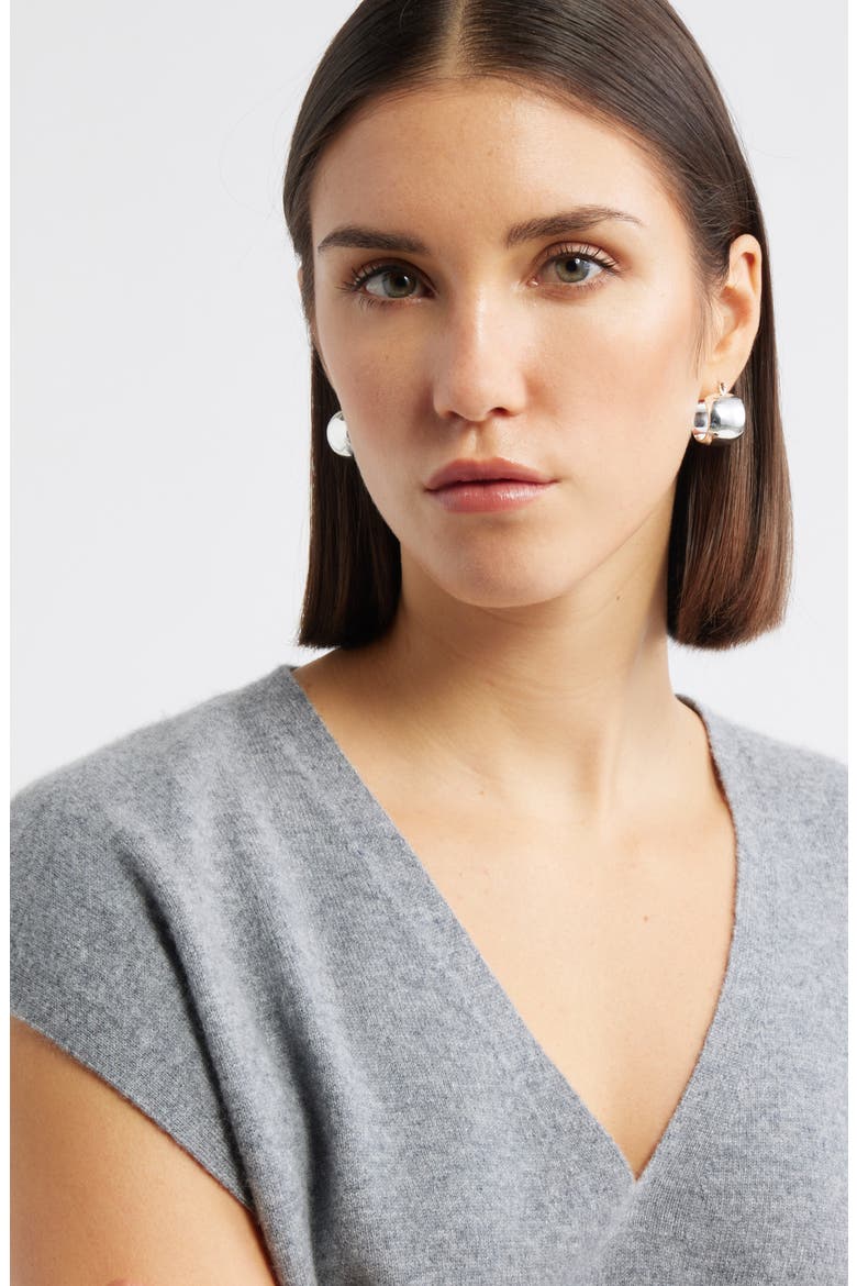 Wide Huggie Hoop Earrings, Alternate, color, SILVER