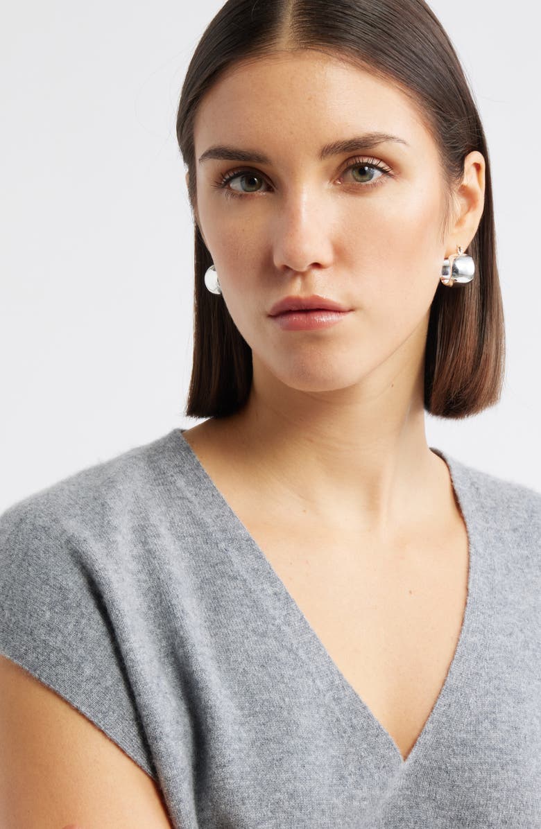 Nordstrom Wide Huggie Hoop Earrings, Alternate, color, Silver